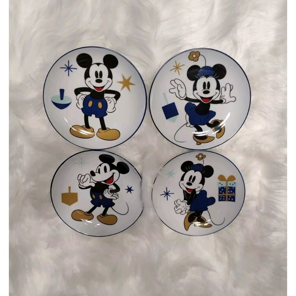 Set of 4 Disney Mickey &‎ Minnie 6" Ceramic Appetizer Plates